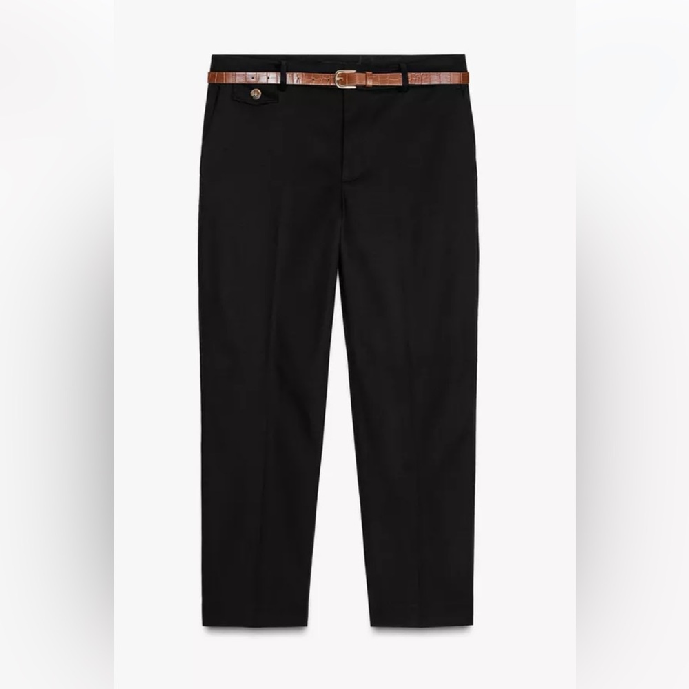 Zara black straight leg trousers without belt